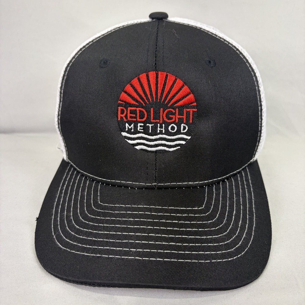 Unbranded Red Light Method Trucker Hat Mens OSFA Black White Mesh Snapback